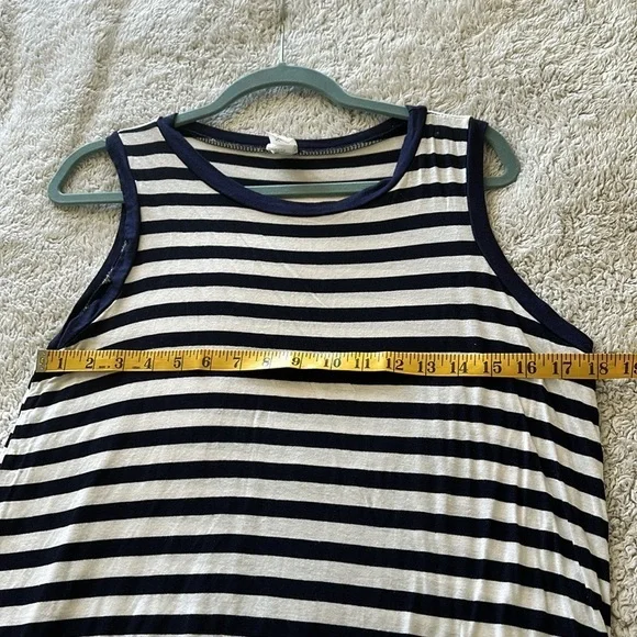 Sew In Love Women's M Sleeveless Ringer Tank Navy Blue Stripe Nautical Beachy - Picture 6 of 9